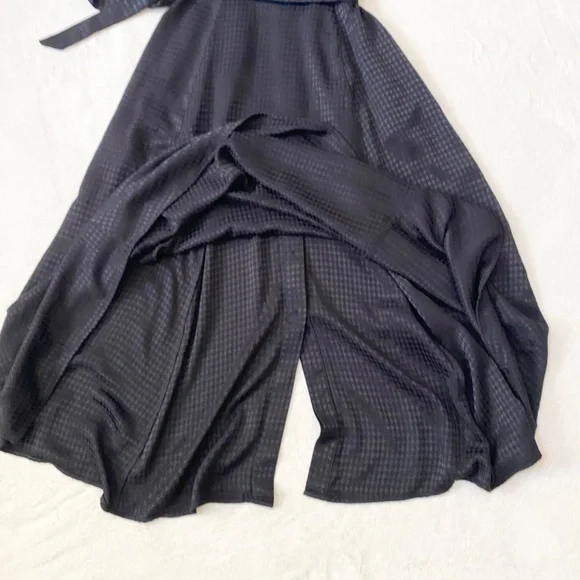 VGT Calvin Klein Black Tie-Sleeve Jacquard Special Occasion Evening Maxi Dress 4